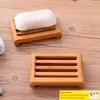 Soap Dish Holder Trä naturlig bambusrätter Enkla bambu tvålhållare rackplatta Tray rund fyrkantig behållare