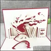 Tarjetas de felicitación 3D Pop Up con sobre Tarjeta postal cortada con láser para cumpleaños Navidad Día de San Valentín Decoración de fiesta Drop Delive Dhfl7