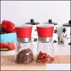 Mills Pepper Grinder Mill Glass Rund Bottle Salt Herb Spice Hand Manual Cooking BBQ Säsong Kök Köksverktyg Drop Delivery Home Gard Dh2is