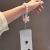 Handygurte bunte runde Handykette Lanyard Blumen Perlen süße Handyketten Schlüsselanhänger Frauen Anti-verlorene Modeaccessoires