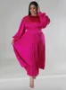 Plus size jurken wmstar maat voor vrouwen herfstkleding vast o nek geplooide elegant feest zoete maxi jurk groothandel druppel 230330