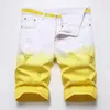 Mens Jeans McIKKNY RIPD TIE Dye Denim Shorts tvättade rak streetwear kort för manlig storlek 28-42mens