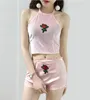 Survêtements pour femmes 4 couleurs sexy femmes rose broderie velours 2 deux pièces ensemble 2023 licol débardeur camis crop top avec brève culotte ensembles tenue