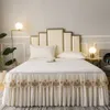 Bed Skirt White Lace Lotus Leaf Lace Bedding Princess Style Solid Color Bedding No Pillowcase Non slip Sheet 230330