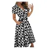 Feestjurken 2023 Sexy vrouw zomer mode print v-neck slank body wrap heupen lange jurk avond Elegent prom formal sundress