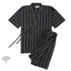 Mäns sömnkläder Män japanska kimono cardigan kort ärm pyjamas yukata bomullsband stor storlek casual hemkläder vårbastu 230330