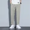 メンズスーツ2023夏のプリーツスーツアンクルレングス韓国スリムビジネスブラックホワイトカーキドレスパンツメンズズボンの服