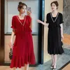 Moderskapsklänningar 7033# Summer Chiffon Long Party Dress Elegant A Line Slim Loose Clothes For Pregnant Women Chic Ins Pregnancy