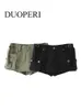 Pantalones cortos para mujer Duoperi Mujeres Moda Cargo Denim Falda con cinturón Cintura alta Cremallera Fly Pantalones femeninos Mujer 230329