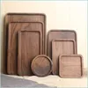 Mats Pads Black Walnut Tray Pad Wooden Food Fruits Cake Dessert Serving Trays Snack Pizza Sushi Bread Plate Drop Delivery Home Gar Dhmcp