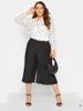 Pants Plus Size Summer Elegant Pleated Capri Women High Waist Loose Casual Wide Leg Cropped Trousers For Work Any Occasion