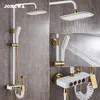 Bathroom Shower Sets Luxury Black / White Golden Set Antique Gold Color Faucet Bathtub