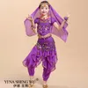 Stage Wear Kid Belly Dance Costumes Set Oriental Girl Dancing India Vêtements Enfant Adulte 4 Couleurs