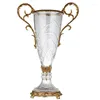Vasen Neupreis Itaian Klassische Dekoration Exquisite Kristallglasknospe Mit Antiker Luxus-Messingblumenvase