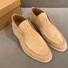 New Designer Loros Open Walk camurça sapatos de tênis feminino Sapato casual Homens casual andando planos clássicos bota de bota de luxo de bota de luxo calçados de fábrica de vestidos planos