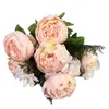 Ghirlande di fiori decorativi Fiore di peonia finto con pianta artificiale a 13 teste per accessori per la casa di nozze Decorazioni per la camera