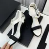 2023 designer luxury Sexy Peep-toe heel sandals womens genuine leather Black/white/pink/apricot t-band sandal ladys fashion One strap Back hollowed out shoes size 35-39