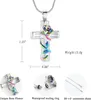 Pendentif Colliers Rose Croix Collier Crémation Bijoux En Acier Inoxydable Cendres Urne Amour Mémorial Souvenir Femmes Pendentif