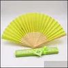 Party Favor Silk Fold Hand Fan Favors and Gifts For Guest Cloth Decoration Folding Fans med present Box Drop Delivery Home Gar DH14Q