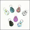 Part Favor Neoprene Chapstick Holder Keychain Mini Coin Wrap Key Chain Carry Case Printade ringar Random Color Send Drop Delivery Hom DHFBZ