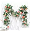 Ghirlande di fiori decorativi 2.2M Fiore artificiale Vite Panno Rosa Edera Viti appese Ghirlande Decorazioni Party Garden Decor Dhml6