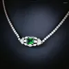Hänghalsband högkvalitativ silverfärg lyximiterad smaragd stenhalsband glänsande geometrisk för kvinnor smycken bröllop gåva