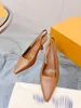 2023 fashion Women Shoes Pumps High Heels Sexy Pointed Toe Pearl Mules Slingback Runway Spell Color Wedding Party -046