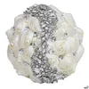 Blommor buketter kristallsatin som håller konstgjort band brud brudtärna diamantbukett floresdeboda w445 droppleverans p dhcbo