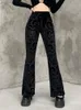 Women's Pants Capris InsGoth Retro Gothic Print Black Pants Goth Harajuku High Waist Flared Pants Gothic Aesthetic Punk High Waist Women Trousers 230330