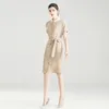 Casual Dresses Acicic Acid Dress Summer Thin Knee Loose Fit Dress Silk Satin Triacicic Acid Dress 230330