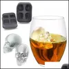 Andra köksmatbar 3D SKL Ice Mold Tray Super Flexible High Grade Sile Cube Forms For Whisky Cocktails Drycker Kök T Dhezk