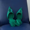 Sukienka Buty 36 Style Damskie wysokie obcasy Zielona dhinestone Kobieta Pumps Sandały na pięcie szpilki slingback pointe wesela ślubne 221130