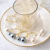 Napkin Rings 6pcs lot Wedding pearl rose flower napkin buckle ring 230330