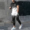 Męskie dresy męskie spodnie dresowe 2PC 2D Print Summer Jogger Bluza krótkie rękawowe koszulki