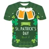 Heren tshirts Irish St Patrick Day T -shirt voor mannen kleding groen klaver dieren kat 3d print t shirt mode katoen casual oneck man tshirts 230330