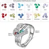 Solitaire Ring Personalized 1-8 Birthstone Rings Silver Heart Custom Engraved Name Family for Mother Days Aniversary Jewelry Y2303