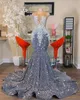 Shinning Grey Search Sequin Mermaid Promes 2023 Роскошные o Шечатые кружевные аппликации плюс платья по случаю дня рождения для арабских женщин BC15713