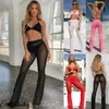 Women's Pants Capris Sexy Ruffle Women Beach Mesh Pants Sheer Leg Pants Transparent See through Cover Up Bikini Trouser Pantalon 230330