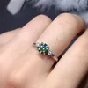 Wedding Rings Green Sapphire Dainty Ring for Women Single Crystal Gemstone Anniversary Voorstel Geschenk Moederdag Herwedding Brit22