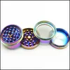 Accessoires Rainbow Color Herb Grinder 4couche 40/50 / 60mm de diamètre en métal en alliage de zinc broyeur fumer main mler tabac goutte livrer Dhxsq