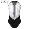 Stage Wear Kids Girls Ballet Dance Leotard Sleeveless Gymnastics Workout Bodysuit Shiny Rhinestone Hollow Back Slim Fit Costumes