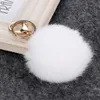 Lapin Boule De Fourrure Porte-clés Doux Boule De Fourrure Porte-clés Belle Or Métal Porte-clés Boule Pom Poms En Peluche Porte-clés De Voiture Porte-clés Sac Boucles D'oreilles Accessoires