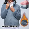 女性のパーカー冬の女性コーラルフリースフリースジャケット女性屋外の暖かさパッド入りジップアップぬいぐるみピンクパーカー服