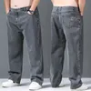 Heren jeans flodderige mannen casual broek brede poot klassiek werkbroek grijs denim 230330