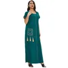 Ethnic Clothing Women'S Embroidery Dubai Middle East Muslim Arab Saudi Lady Robe Abaya Dress