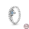 925 Silverkvinnor Fit Pandora Ring Original Heart Crown Fashion Rings Shiny Blue Fashion Crown Women Pan Ring lämplig
