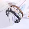 Headbands Pu Leather Braided Headband Coffee Beige Black Twisted Hairband Women Girls Simple Band Accessories 230330