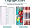 USA Warehouse 20 oz Sublimationsrohlinge Wasserflaschen gerade Edelstahlbecher Kaffeetassen mit Deckel und Plastikstrohhalmen neu