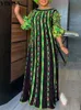 Plus size jurken vonda maat 5xl jurk 2023 vrouwen lange maxi sundress oneck gedrukt casual bohemian gewaad femme lantaarn mouw feestvestido 230330