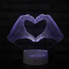 Night Lights Heart 3d Lamp Illusion 16 Color Changing Led Creative LOVE Night Light for Bedroom Decoration Christmas Birthday Gift for Couple P230331